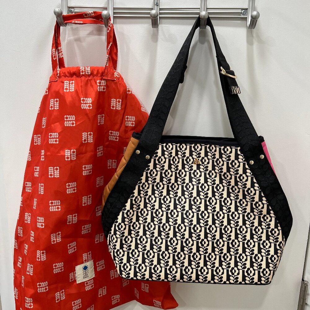 Orla Kiely Black and Cream Shoulder Bag